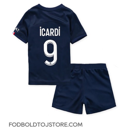 Paris Saint-Germain Mauro Icardi #9 Hjemmebanesæt Børn 2022-23 Kortærmet (+ Korte bukser)